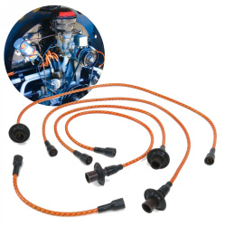 Vintage VW Bug, Ghia, Bus, Type 3 7mm Yellow Cloth Wrapped Spark Plug Kit