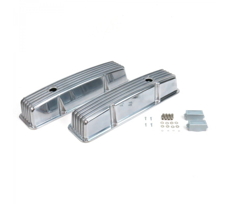 Vintage Tall Finned Valve Covers with Breather Holes - Small Block Chevy