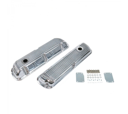 Vintage Finned Valve Covers w/ Breather Holes~Small Block Ford Windsor 289-351