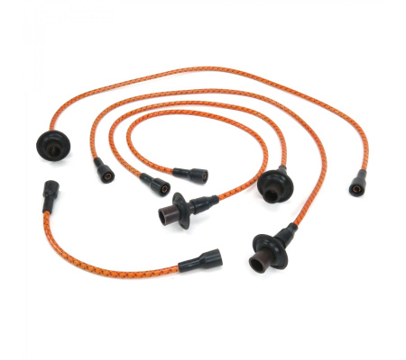 Vintage VW Bug, Ghia, Bus, Type 3 7mm Yellow Cloth Wrapped Spark Plug Kit