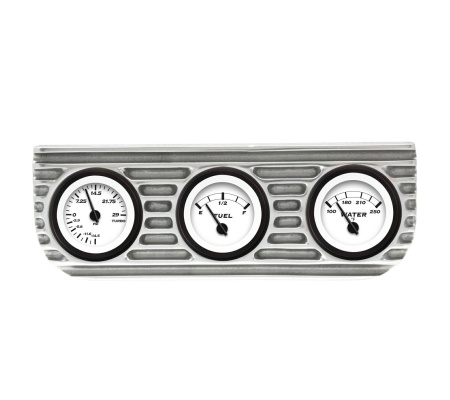 Vintage Finned 3 Gauge Bezel Mount w/ Aurora Boost, Fuel and Water Gauges