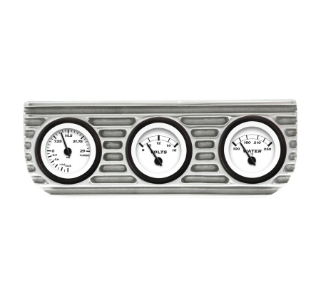 Vintage Finned 3 Gauge Bezel Mount w/ Aurora Boost, Volt and Water Gauges