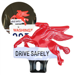 Mobil Flying Horse Pegasus License Plate Topper
