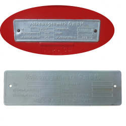 1942 - 1964 VW Volkswagen Early Metal VIN Name Plate fits Ghia Bug Bus Beetle