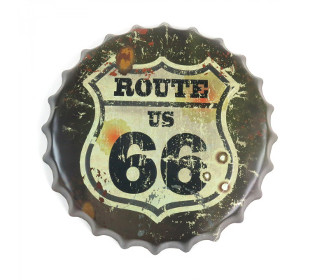Route 66 Bottle Cap Display Sign - Baked Enamel