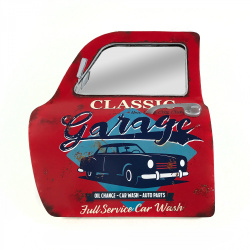 Classic Garage Car Door Mirror Display Sign - Metal