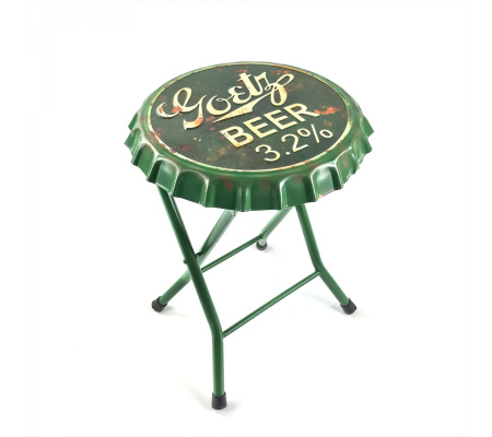 Folding Goetz Beer Bottle Cap Stool or Side Table