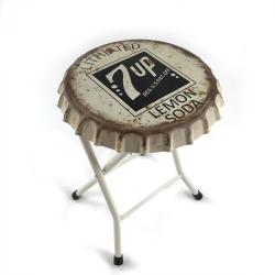 Folding 7up Soda Bottle Cap Stool or Side Table
