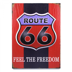 Route 66 Feel The Freedom Wooden Sign