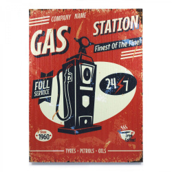 Retro Gas Station Wooden Sign