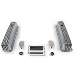 Vintage Center Bolt Finned Valve Covers w/ Breathers (No PCV)~Small Block Chevy