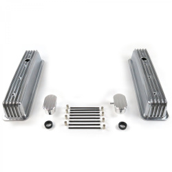 Vintage Center Bolt Finned Valve Covers w/ Breathers (PCV) Small Block Chevy