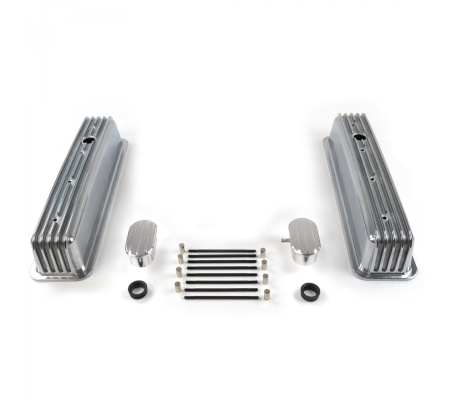 Vintage Center Bolt Finned Valve Covers w/ Breathers (PCV) Small Block Chevy
