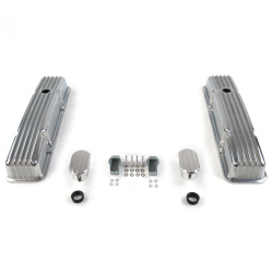 Vintage Short Finned Valve Covers w/ Breathers (No PCV)~Small Block Chevy