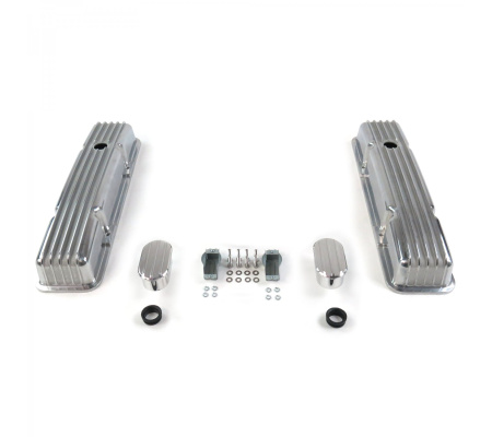 Vintage Short Finned Valve Covers w/ Breathers (No PCV)~Small Block Chevy