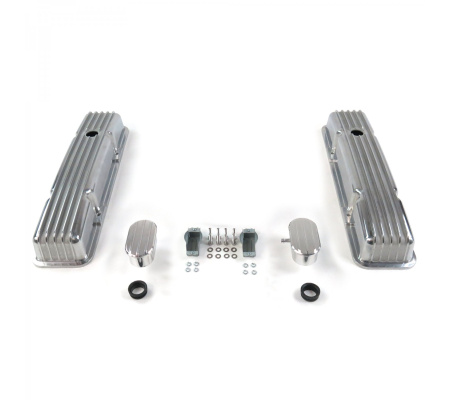 Vintage Tall Finned Valve Covers w/ Breathers (PCV) Small Block Chevy