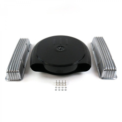 SBC Blk Caddy AC/Tall Finned Engine Dress Up kit~w/o Breather Holes