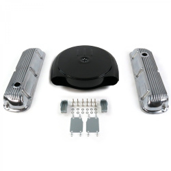SBF Blk Caddy AC/Finned Engine Dress Up kit~Holes No Breathers 289-351