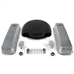 BBC Blk Caddy AC/Finned Engine Dress Up kit~w/ Breathers (PCV)