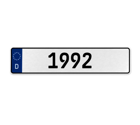 1992 Year  - White Aluminum Street Sign Mancave Euro Plate Name Door Sign Wall