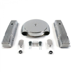SBC Chr Caddy AC/Tall Finned Engine Dress Up kit~w/ Breathers (No PCV)