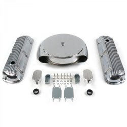 SBF Chr Caddy AC/Finned Engine Dress Up kit~w/ Breathers (No PCV) 289-351