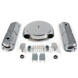 SBF Chr Caddy AC/Finned Engine Dress Up kit~w/ Breathers (PCV) 289-351