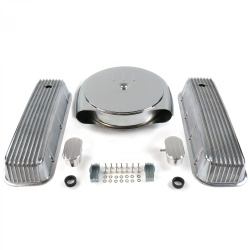 BBC Chr Caddy AC/Finned Engine Dress Up kit~w/ Breathers (PCV)