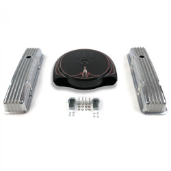 SBC PS Caddy AC/Tall Finned Engine Dress Up kit~Holes No Breathers