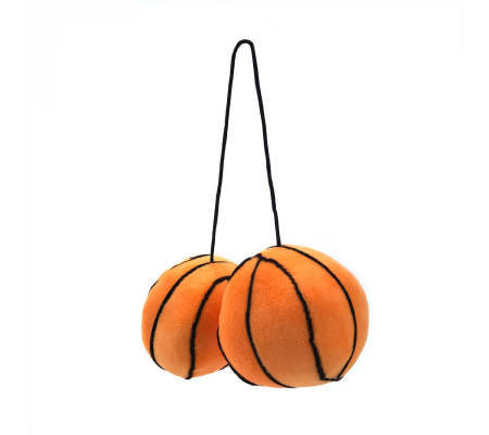 Fuzzy Hanging Rearview Mirror Basketballs - Pair