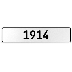 1914 Year  - White Aluminum Street Sign Mancave Euro Plate Name Door Sign Wall