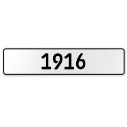 1916 Year  - White Aluminum Street Sign Mancave Euro Plate Name Door Sign Wall