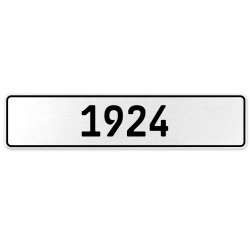 1924 Year  - White Aluminum Street Sign Mancave Euro Plate Name Door Sign Wall