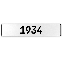 1934 Year  - White Aluminum Street Sign Mancave Euro Plate Name Door Sign Wall