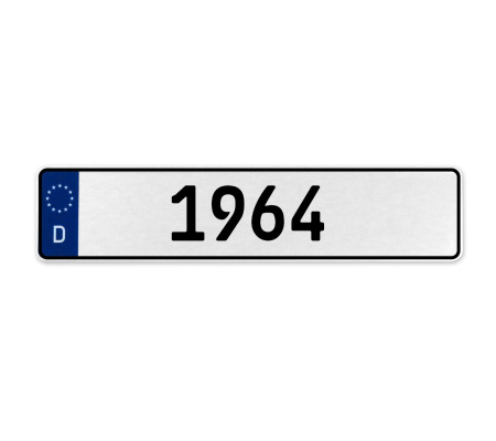 1964 Year  - White Aluminum Street Sign Mancave Euro Plate Name Door Sign Wall