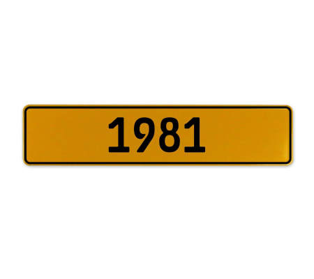 1981 Year  - Yellow Aluminum Street Sign Mancave Euro Plate Name Door Sign Wall