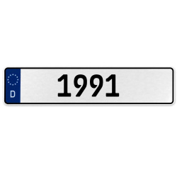 1991 Year  - White Aluminum Street Sign Mancave Euro Plate Name Door Sign Wall