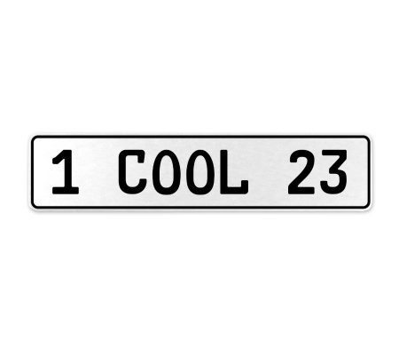 1 COOL 23  - White Aluminum Street Sign Mancave Euro Plate Name Door Sign Wall