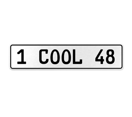 1 COOL 48  - White Aluminum Street Sign Mancave Euro Plate Name Door Sign Wall