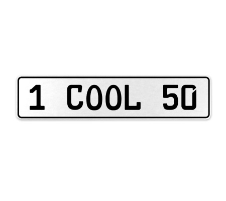 1 COOL 50  - White Aluminum Street Sign Mancave Euro Plate Name Door Sign Wall