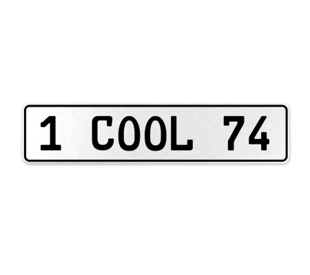 1 COOL 74  - White Aluminum Street Sign Mancave Euro Plate Name Door Sign Wall