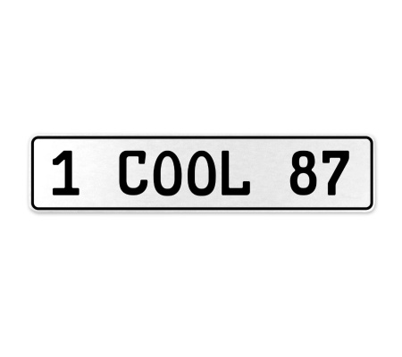 1 COOL 87  - White Aluminum Street Sign Mancave Euro Plate Name Door Sign Wall