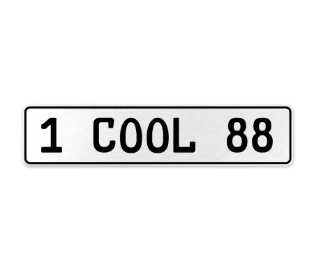 1 COOL 88  - White Aluminum Street Sign Mancave Euro Plate Name Door Sign Wall