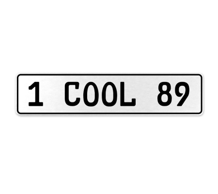 1 COOL 89  - White Aluminum Street Sign Mancave Euro Plate Name Door Sign Wall