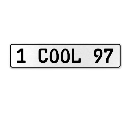 1 COOL 97  - White Aluminum Street Sign Mancave Euro Plate Name Door Sign Wall