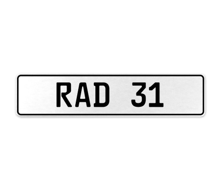 RAD 31  - White Aluminum Street Sign Mancave Euro Plate Name Door Sign Wall Art