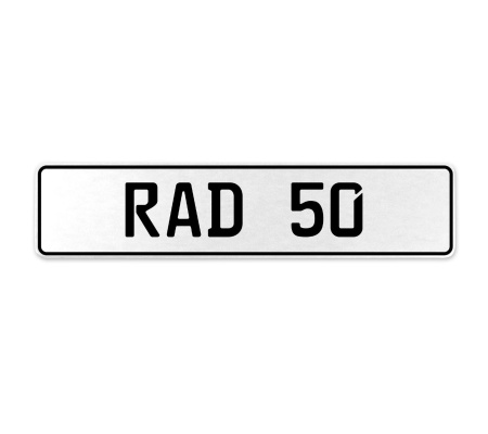 RAD 50  - White Aluminum Street Sign Mancave Euro Plate Name Door Sign Wall Art
