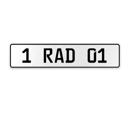 1 RAD 01  - White Aluminum Street Sign Mancave Euro Plate Name Door Sign Wall