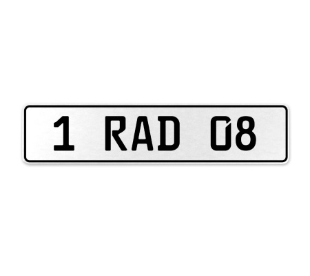 1 RAD 08  - White Aluminum Street Sign Mancave Euro Plate Name Door Sign Wall