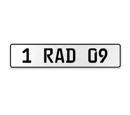 1 RAD 09  - White Aluminum Street Sign Mancave Euro Plate Name Door Sign Wall